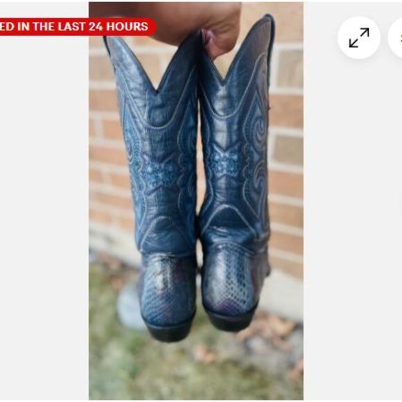 Men's Corral Exotic Python Cowboy Boots Snip Toe Blue Multi Color Sz 10 EE - Picture 4 of 11